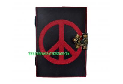 Sketchbook Notepad Peace Sign Shadow Handmade Leather Notebook Journal Diary 